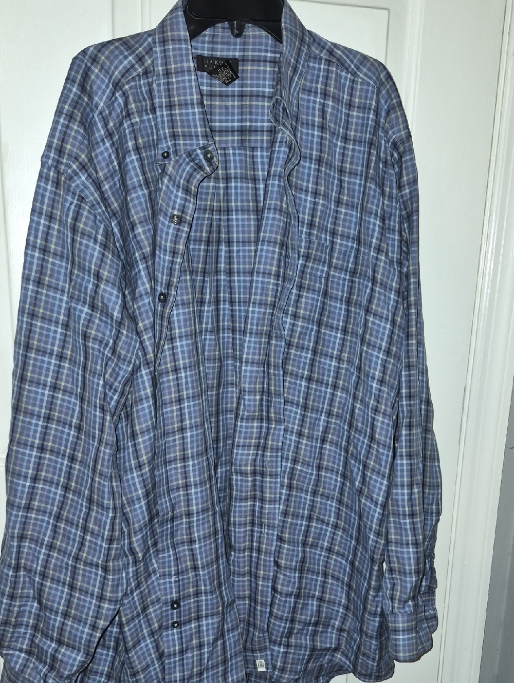 Harold Powell XXL Plaid Lightweight Blue Yellow Lilac Button Down
